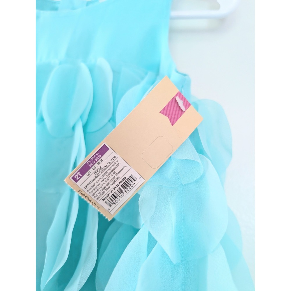 Cherokee Toddler Girls 2T Aqua Petal Tiered Sleeveless Dress Party Wedding New - Picture 6 of 8